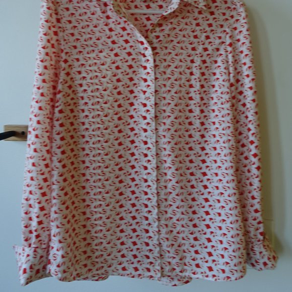 H&M orange chain linked shirt top blouse geo XS - Picture 9 of 10